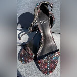 Stuart Weitzman Black Sandals with Multicolor Sequin Accents